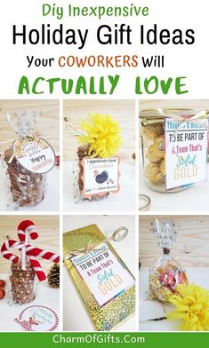 a collage of pictures with text that says diy expensive holiday gift ideas your coworkers will actually love