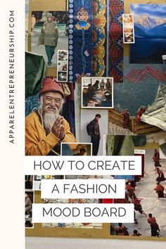 a book cover with many pictures and words on the page, how to create a fashion mood board