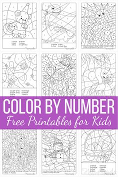 color by number printables for kids with the words,'free printables for