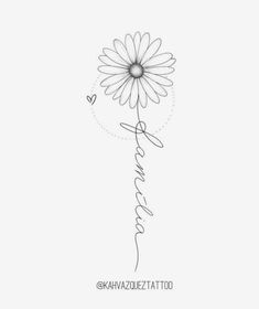 a drawing of a flower with the word love written in cursive writing on it