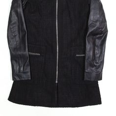 Item is in good used condition. >Size: XS >Armpit To Armpit: 15" >Armpit To Cuff: 17" >Collar To Hem: 30" Fitted Black Faux Leather Jacket, Fitted Black Faux Leather Outerwear, Black Fitted Faux Leather Outerwear, Black Leather Edgy Outerwear, Edgy Black Leather Outerwear, Black Leather Jacket With Zipper For Fall, Black Faux Leather Outerwear With Zipper Closure, Black Faux Leather Outerwear With Zipper, Black Leather Outerwear With Zipper Closure