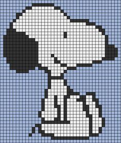 a cross stitch pattern with the image of a snoopy dog in black and white