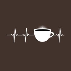 a cup of coffee with a heart beat on it