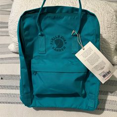 Nwt Fjallraven Kanken Travel Laptop Backpack Color Emerald Blue 644 Kanken Travel, Fjallraven Kanken Black, Fjallraven Rucksack, Kanken Classic, Kanken Mini, Travel Laptop Backpack, Work Backpack, Red Backpack, Grey Backpacks