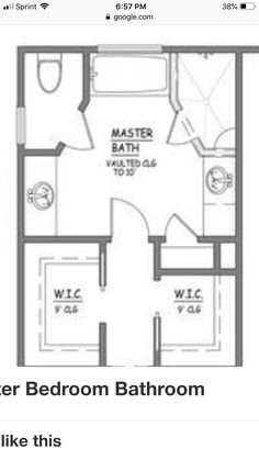 the master bath floor plan is shown