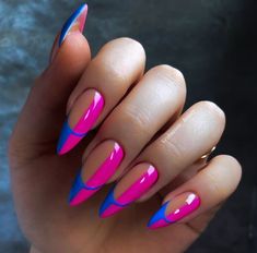 Colorful Nail Designs, Bright Blue Nails, Nails Lavender, Hottest Nail Trends, Bright Pink Nails, Soft Gradient, Simple Gel Nails, Vibrant Nails, Nail Candy