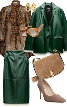 Green Outfits, Brown And Green, Green Outfit, Color Combination, Type 3, Color Combinations, Work Outfit, Diva, Green