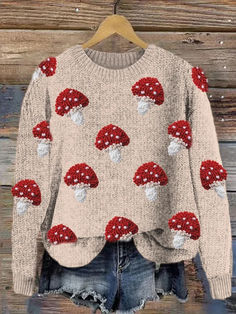 Mushroom Embroidery, Soft Sweater, Knitting For Kids, Clothes Ideas, Softest Sweater, Embroidery Art, Customer Support, Light Pink, Stuffed Mushrooms