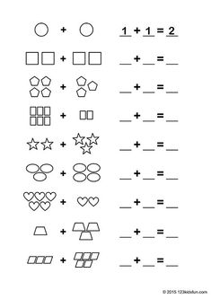 addition worksheet for kids with numbers and shapes to print out on the page