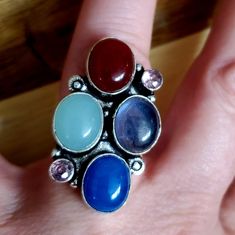 Brand New Handmade Chalcedony, Iolite, Carnelian, Amethyst Silver Ring. Size 6 1/2 925 Stamped New To Poshmark? Use Referral Code Kimberlyn222 To Receive $10. Blue Moonstone Healing Ring, Spiritual Multi-stone Oval Gemstones, Blue Multi-stone Moonstone Ring Gift, Gift Blue Multi-stone Moonstone Ring, Spiritual Silver Multi-stone Gemstones, Sterling Silver Multi-stone Sapphire Gemstones, Sapphire Multi-stone Gemstones In Sterling Silver, Sapphire Multi-stone Gemstones For Gift, Multi-stone Sapphire Gemstones For Gift