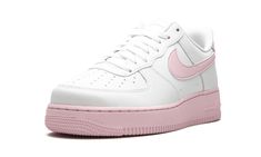 The Nike Air Force 1 Low '07 has returned with yet another vibrant colorway of the iconic silhouette.  A pastel update for the white sneaker fan, this low-top Air Force 1 features a light pink take on the brand’s signature Nike Swoosh on the side and heel tab.  On the lower half, a corresponding light pink sole completes the look and juxtaposes nicely with the all-white leather up top.  Nike Air branding appears on the tongue, heel, and midsole. Sporty Nike Air Force 1 For Spring Streetwear, Pastel Sneakers With Rubber Sole For Streetwear, Pastel Sneakers For Spring Streetwear, Spring Nike Air Force 1 Sporty Style, Nike Air Force 1 Sporty Spring Edition, Nike Air Force 1 Sporty Style For Spring, Nike Custom Sneakers For Spring Streetwear, Sporty Nike Air Force 1 For Spring, Sporty Pastel Sneakers For Streetwear