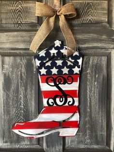 Cowboy Boot Steel Door Hanger Boot Door Hanger, Patriotic Door Hanger, Steel Front Door, Outdoor Metal Wall Art, Patriotic Art, Outdoor Doors, Southern Design, Metal Yard Art, Usa Patriotic