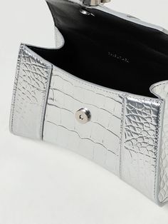 Mini Bag BALENCIAGA Woman color Silver Balenciaga Mini Bag, Crocodile Logo, Balenciaga Women, Italian Fashion Designers, Italian Fashion, Woman Colour, Shoulder Bag Women, Mini Bag, Color Coding