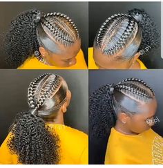 Momma Hairstyles, Different Braided Hairstyles, Bantu Knot Hairstyles, Braids With Shaved Sides, Butterfly Braid, Black Ponytail, Two Braid Hairstyles, Weave Ponytail Hairstyles