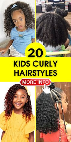 Explore our selection of kids curly hairstyles ideal for mixed hair types. From natural curls to fun braids and ponytails, these styles are perfect for any occasion. Whether it's a day at school or a birthday party, find easy and charming hairstyles like buns, updos, and easy protective styles for natural hair. Curly Hairstyles Kids, Twist Out Styles, Childrens Hairstyles, Chic Kids, Hairstyles 2024, Hairstyles Kids