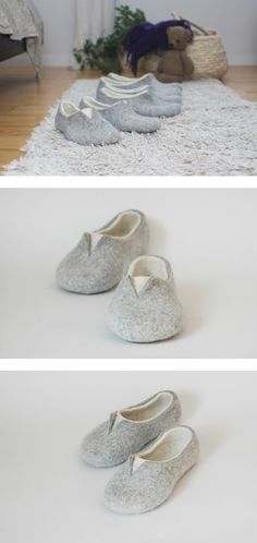 Felted slippers for cozy home #feltslippers #feltedslippers #womenslippers #grayslippers Gray Closed Toe Indoor Slippers, Cozy Gray Slippers With Round Toe, Handmade White Slippers With Round Toe, Cozy White Closed Toe Slippers, White Comfortable Slippers With Soft Sole, Comfortable White Slippers With Soft Sole, Gray Cozy Slip-on Slippers, White Comfortable Slippers For Gift, White Round Toe Slippers As Gift