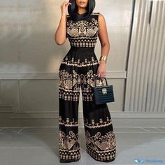 Orcajump - Sleek and Versatile Jumpsuit with Tailored Fit and Stylish Print. Pant Length, Sleeve Type, Length Sleeve, Jumpsuit, Sleek, Sleeve Length, Gold, Clothes, Black