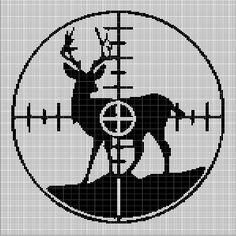 a cross stitch pattern with a deer and compass