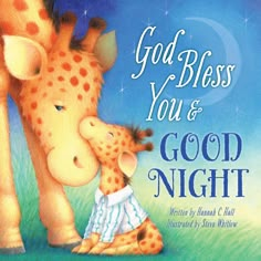 a children's book with an image of a giraffe and its baby