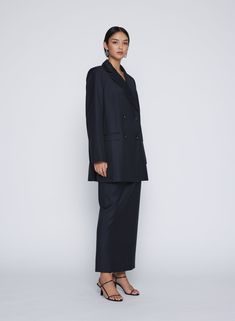 ATHENA BLAZER (BLACK) Timeless Formal Fall Pantsuit, Fall Formal Pantsuit With Double Button Closure, Formal Winter Pantsuit With Suit Collar, Black Notch Lapel Skirt Suit For Work, Black Notch Lapel Skirt Suit For Office, Black Skirt Suit With Notch Lapel For Work, Single Breasted Pantsuit For Formal Winter Occasions, Black Double Breasted Suit With Double Button For Work, Classic Black Skirt Suit For Business