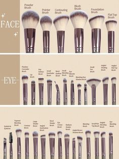 "Master your makeup routine with this detailed guide to essential face and eye brushes! From the perfect Powder and Foundation Brushes to specialized Eye Crease and Blending Brushes, this chart explains the purpose of each brush for flawless application. A must-save for makeup enthusiasts and beginners alike!"#MakeupBrushGuide #MakeupEssentials #BeautyTips #MakeupHacks #FlawlessMakeup #MakeupTutorial #BrushCollection #BeautyLovers #MakeupTools #MakeupBasics Brushes Makeup Uses, Brush Makeup Set, Make Up Brushes And Their Uses, Make Up Brushes Guide, Different Makeup Brushes, Makeup Routine Guide, Makeup Brush Uses, Makeup Order