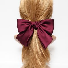 "Satin bow barrette. It is very soft satin,called silk satin Kind of big in size name it as K bow because it looks like alphabet K Steel french barrette applied Size of hair bow (Length *Height): 7.48\"*5.90\"=19 cm * 15 cm Size of steel barrette (Length*Width): 3.93\"* 0.39\"=10 cm*1 cm --------------------------------- if your address is other than U.S. and gets automatic free shipping, please click below and buy a shipping listing. U.K., Canada, Australia, and other country customers need to Satin Hair Bow, Texas Hair, Hair Acessories, Blue Black Hair, Big Hair Bows, Bow Barrette, Lilac Hair, Hair Buns, French Hair