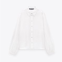 Zara Shirt With Jewel Buttons-White [Last One] - Size: Available In Xs. - Color: White White Button-up Blouse For Fall, White Button-up Tops For Fall, Classic White Blouse For Fall, Zara White Collared Top, White Shirt For Workwear In Spring, Classic White Shirt For Spring, White Collared Zara Shirt, Classic White Button-up Top, Zara White Button-up Shirt