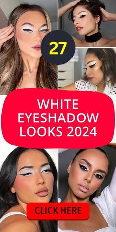 White Party Makeup, White Eyeshadow Looks, Y2k Sparkle, Feminine Colors, Party Makeup Looks, White Eyeshadow, Everyday Glam, Soft Feminine, Black Wings