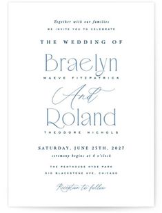 an elegant wedding card with the wording on it