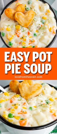 this easy pot pie soup is the perfect way to use up leftover pies