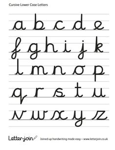 the cursive lowercase letters are lined up and ready to be used in handwriting