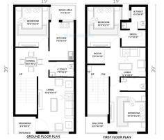 two story house plan with floor plans