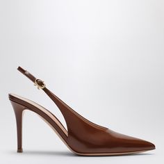 Slingback pumps by Gianvito Rossi in patent leather made from havana-coloured leather features a pointed toe design, a side buckle fastening, a high stiletto heel and a leather sole. Rossi Shoes, Havana Brown, Leather Cap, Boot Pumps, Slingback Pump, Sneaker Heels, Toe Designs, Leather Jewelry, Shoe Game