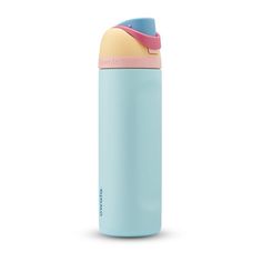 thermos insulated water bottle in pastel blue and pink