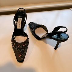 Embroidered Satin Heels - Comes With Extra Heel Taps. Has Pads Inside For Comfort That Can Be Removed. Heel Taps, Heel Tap, Jimmy Choo Heels, Satin Heels, Jimmy Choo Shoes, Jimmy Choo, Shoes Women Heels, Shoes Heels, Size 7