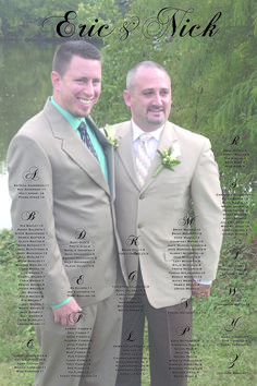 two men standing next to each other in front of trees and grass with the words exotic stick written on it