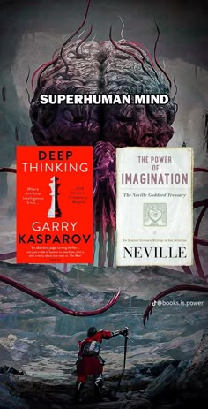 an image of a book cover with the title superhumian mind and two books on it