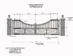 an architectural drawing of a gate with measurements