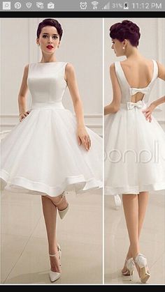 the back of a white dress with straps and bows on it is shown in three different views