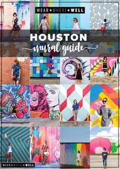 the houston mural guide is featured in this image, with colorful images and words on it