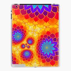 an abstract painting with bright colors and flowers ipad case / skin for the ipad 3