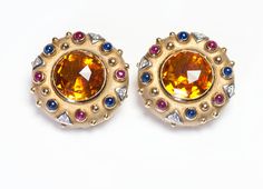 Citrine Diamond Sapphire Ruby Earrings Genuine Love, Gold Clips, Ruby Earrings, Antique Earrings, Earrings Vintage, Buy Vintage, Post Earrings