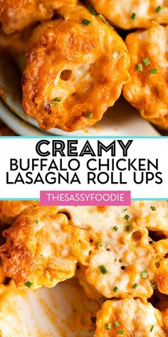 creamy buffalo chicken lasagna rolls are the perfect appetizer for any family