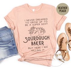 This cute and funny homesteader design will make a perfect gift for any baker, homesteader or mom. Weather it is a baking quote or cute design it is guaranteed to make them smile! We have a selection of T-shirts, tank tops, sweatshirts or totes with various baking designs that will make a perfect gift for anyone. ◆ Thank you for shopping with us! We hope that your purchase made someone smile! Please, leave us a review to share your experience with others. This t-shirt is everything you've dreame Sourdough Business, Momma Shirts, Smile Please, Baker Shirts, Baking Gift, Mama Tshirts, Sour Dough, Sourdough Baking, Baking Gifts