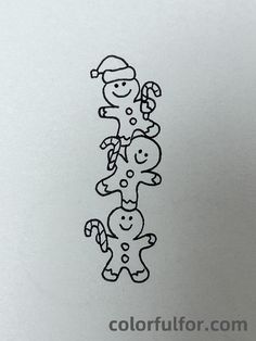 Gingerbread Men Drawing - 28 Cute Easy Christmas Drawing Ideas Cute Doodle Art Christmas, Christmas Calendar Drawing, Christmas Journal Doodles, Christmas Gingerbread Man Drawing, Winter Wonderland Drawing Ideas, Easy Christmas Cards To Draw, Christmas Drawings For Boyfriend, Cute Christmas Things To Draw Easy, Cute Christmas Designs To Draw