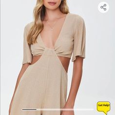 A Ribbed Knit Romper Featuring A Plunging Neckline, Short Sleeves, Front And Back Cutouts, And A Relaxed Fit. - 54% Rayon, 46% Polyester Chic Ribbed Jumpsuits And Rompers For Summer, Chic Ribbed Jumpsuits And Rompers For Spring, Ribbed V-neck Jumpsuit For Loungewear, Fitted V-neck Jumpsuits And Rompers By Forever 21, Forever 21 Fitted Jumpsuits And Rompers For Date Night, Knit Romper, Fashion Slippers, Knitted Romper, Forever 21 Pants