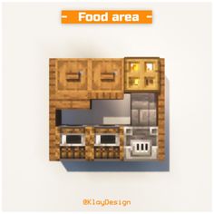 an overhead view of a kitchen with the words food area above it