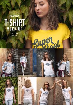 Girls Crew Neck T-shirt Mockups