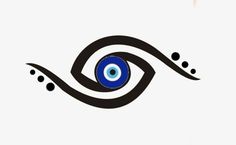 an eye is shown in black and blue on a white background with circles around it