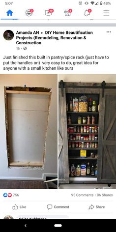 an old cabinet is transformed into a pantry